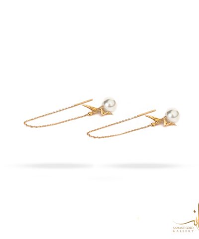 گوشواره طلا بخیه‌ای فرشته روی مروارید