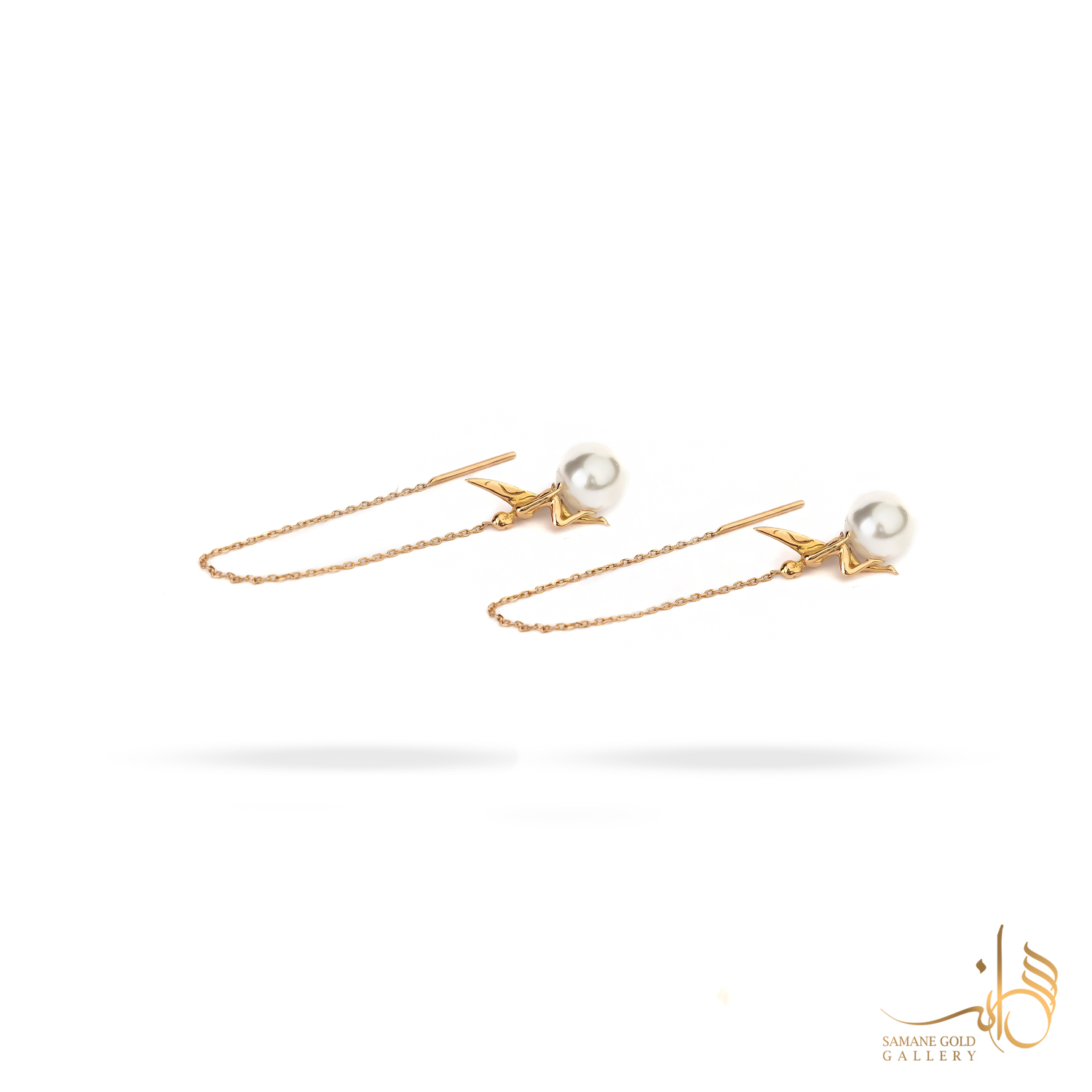 گوشواره طلا بخیه‌ای فرشته روی مروارید