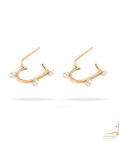 گوشواره طلا میخی قلب و مروارید