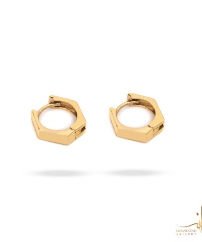 گوشواره طلا حلقه‌ای شش ضلعی