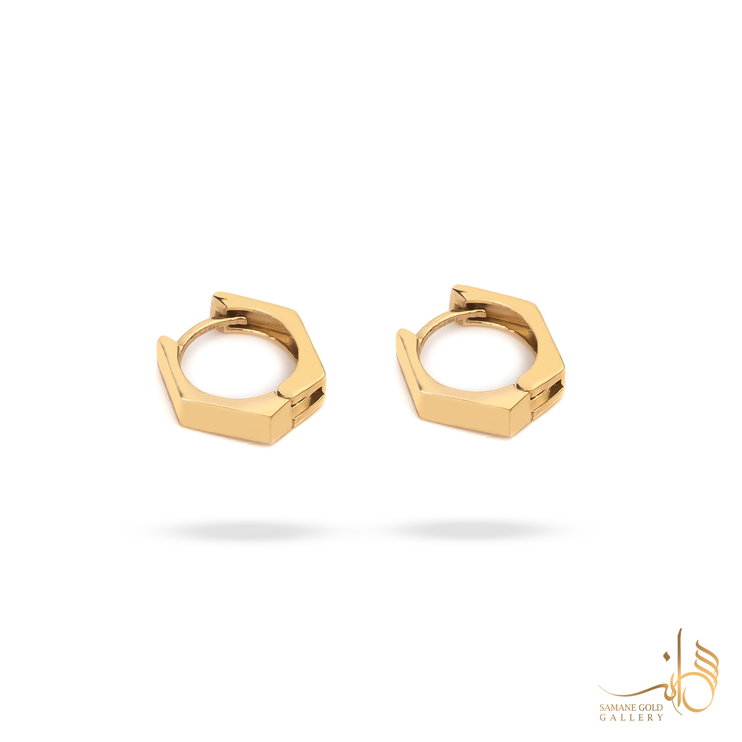 گوشواره طلا حلقه‌ای شش ضلعی