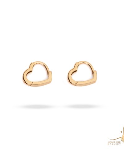 گوشواره طلا حلقه‌ای قلب لوکس کوچک