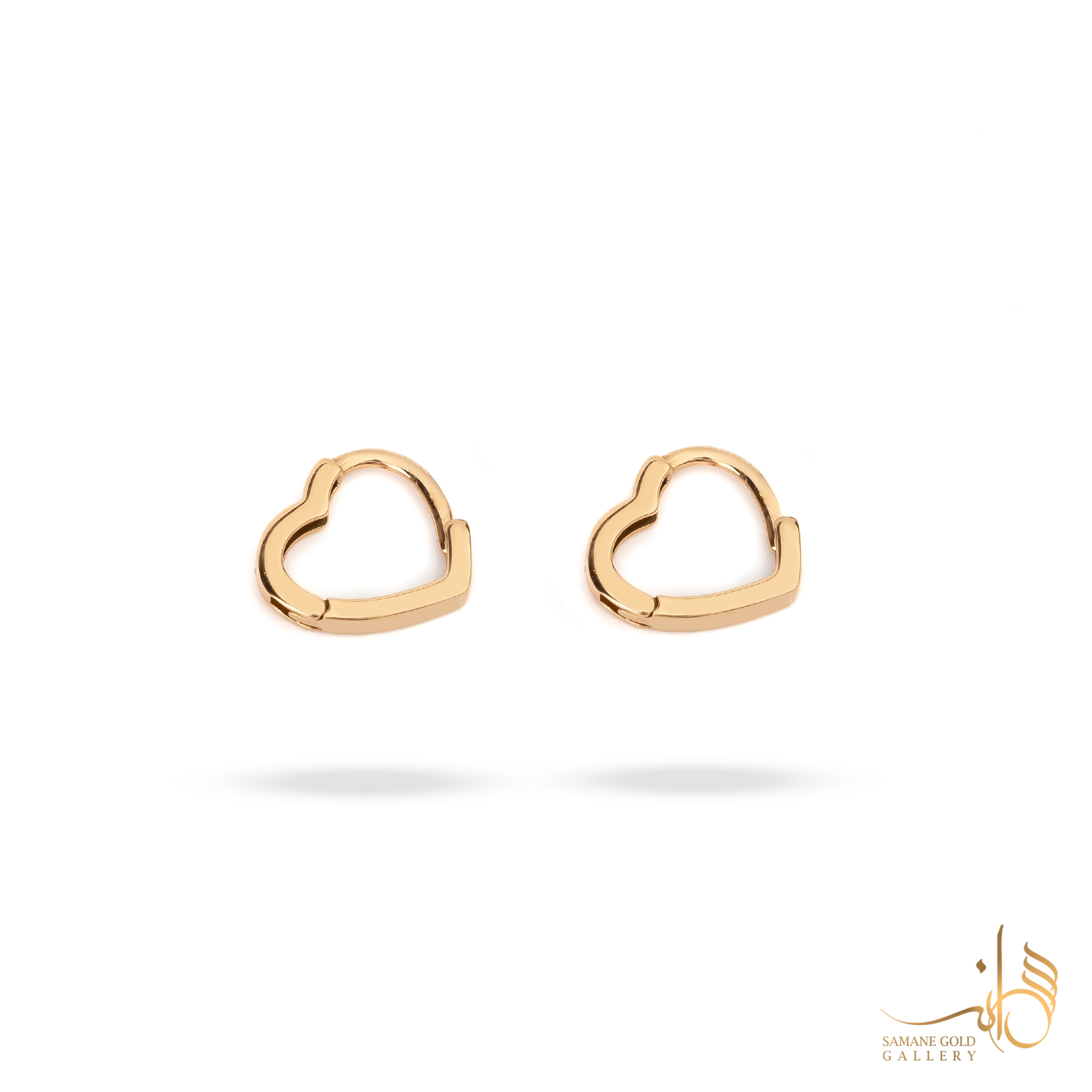 گوشواره طلا حلقه‌ای قلب لوکس کوچک