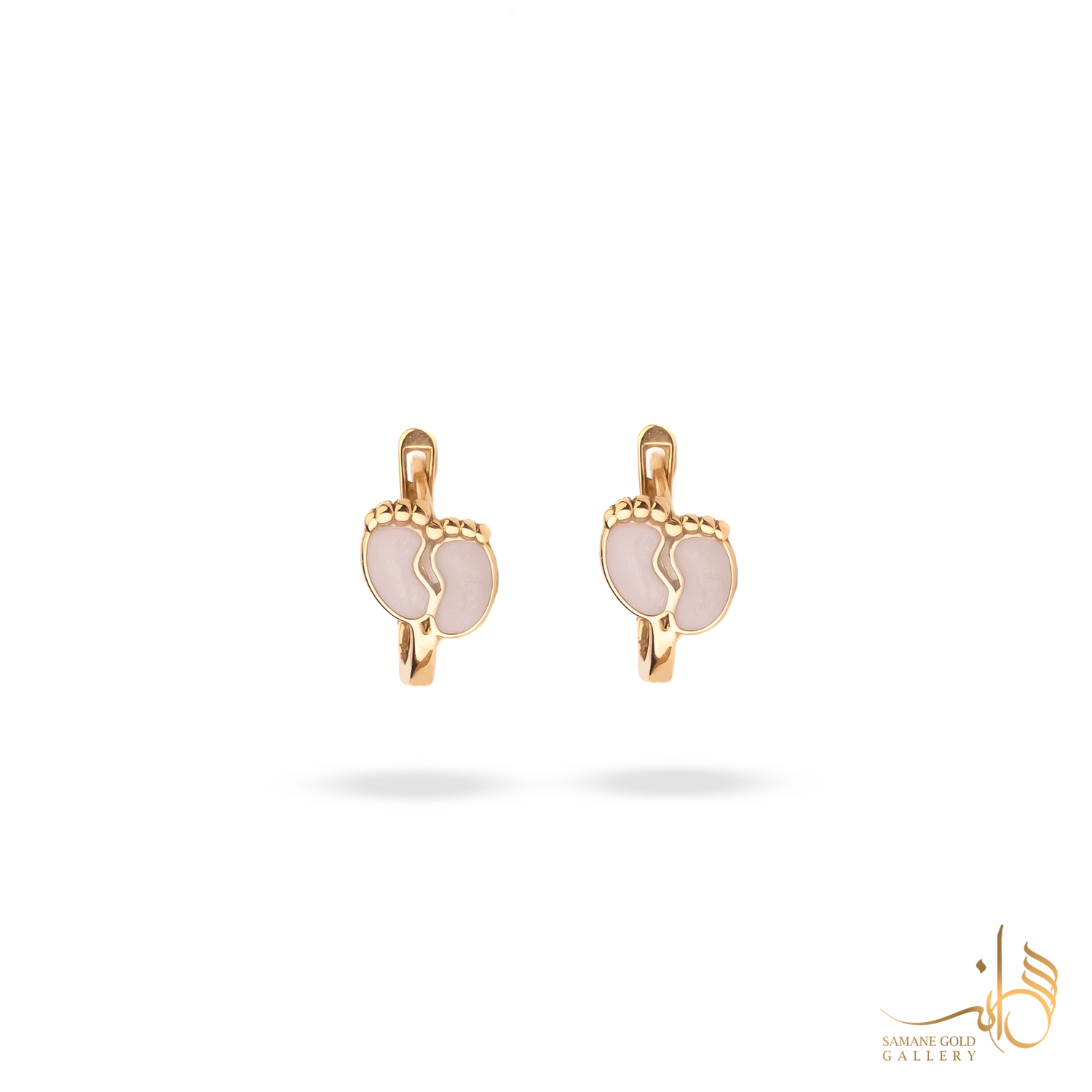 گوشواره طلا کلیپسی ردپای صورتی