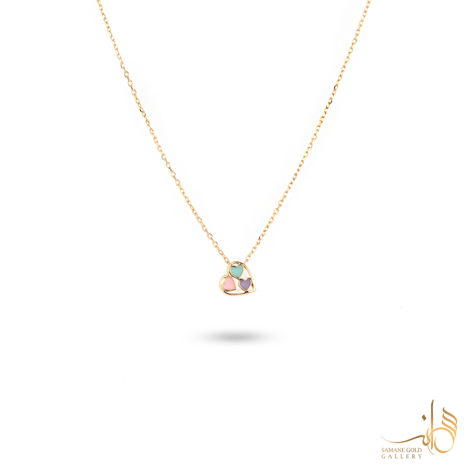 گردنبند طلا قلب رنگی بامزه