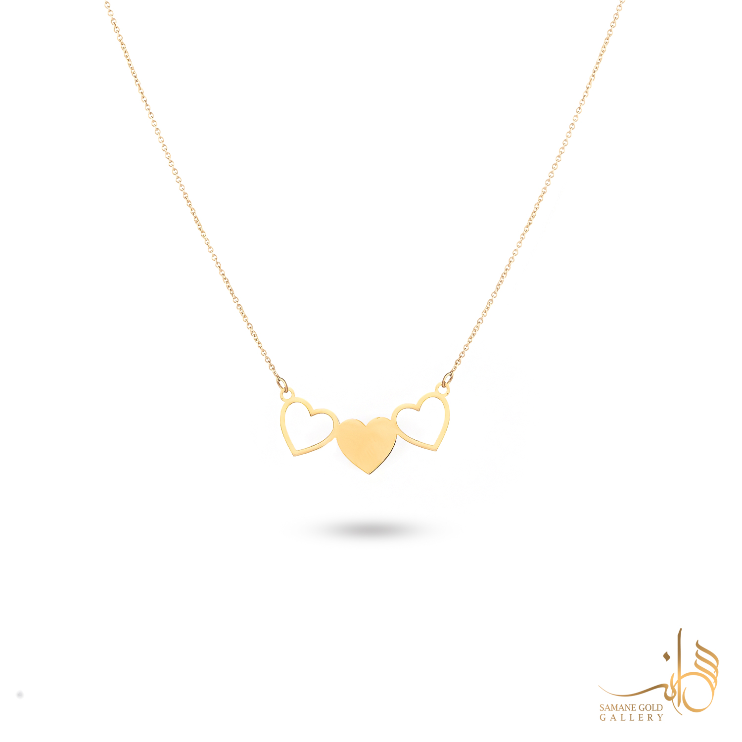 گردنبند طلا سه قلب ساده