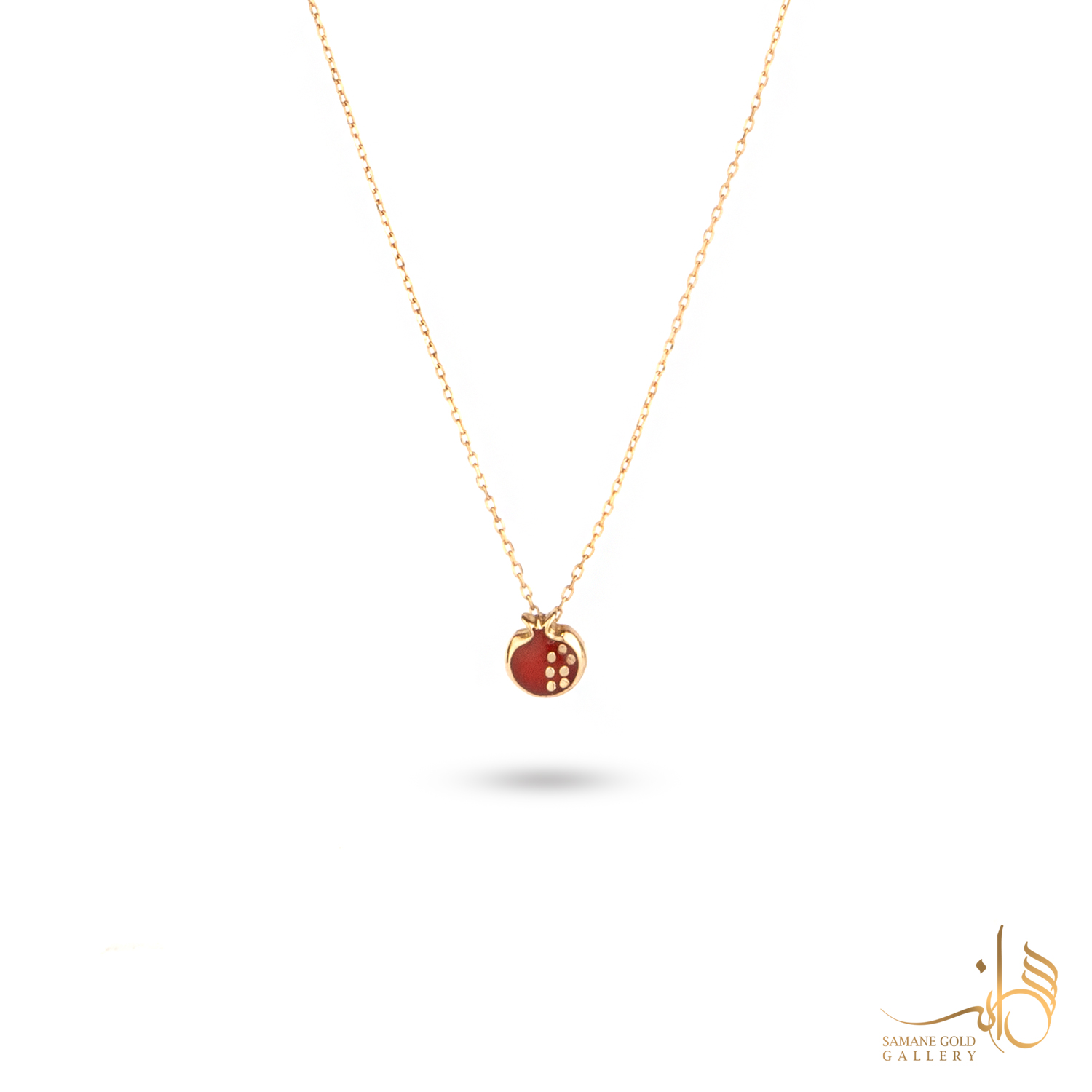 گردنبند طلا انار مینا قرمز