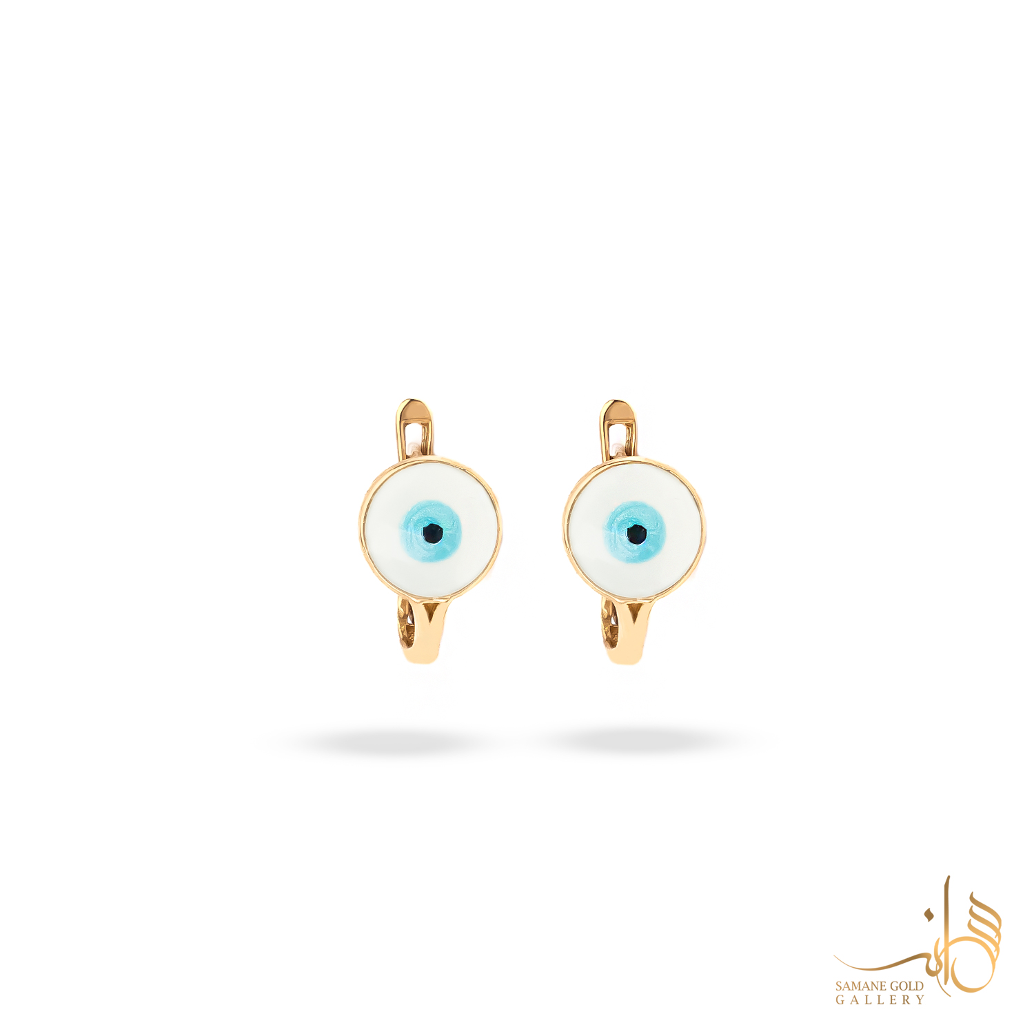 گوشواره طلا کلیپسی چشم نظر سفید