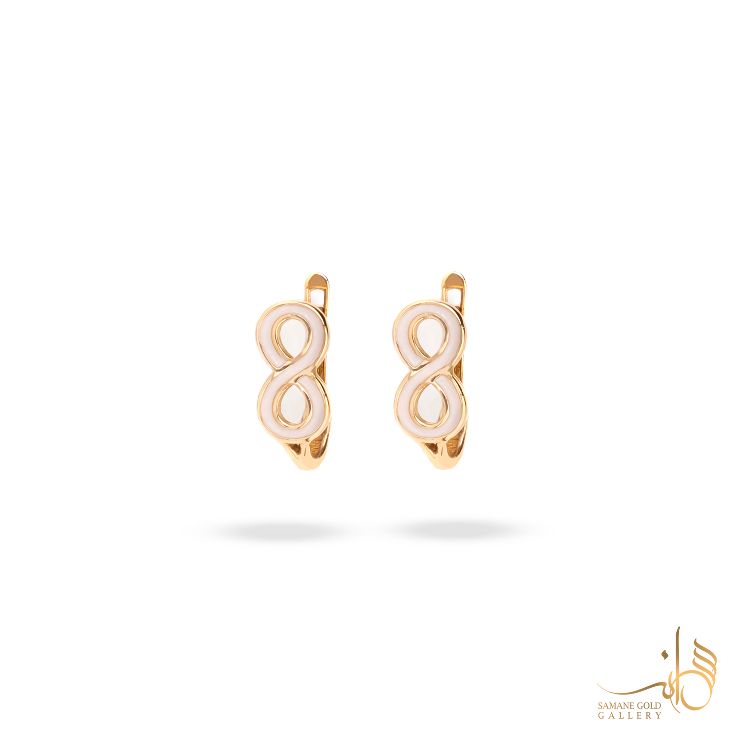 گوشواره طلا کلیپسی بی نهایت صورتی