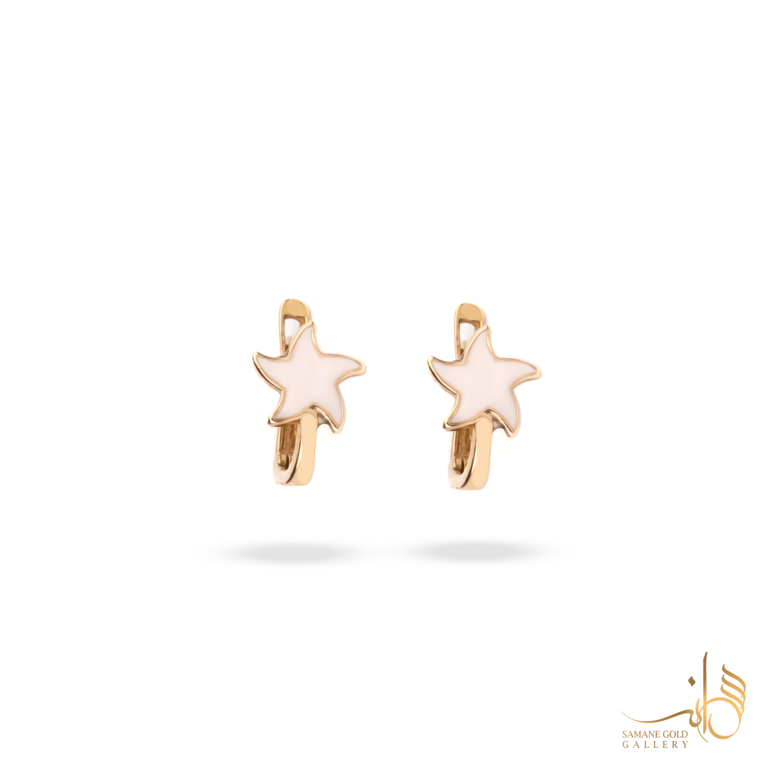 گوشواره طلا کلیپسی ستاره دریایی صورتی