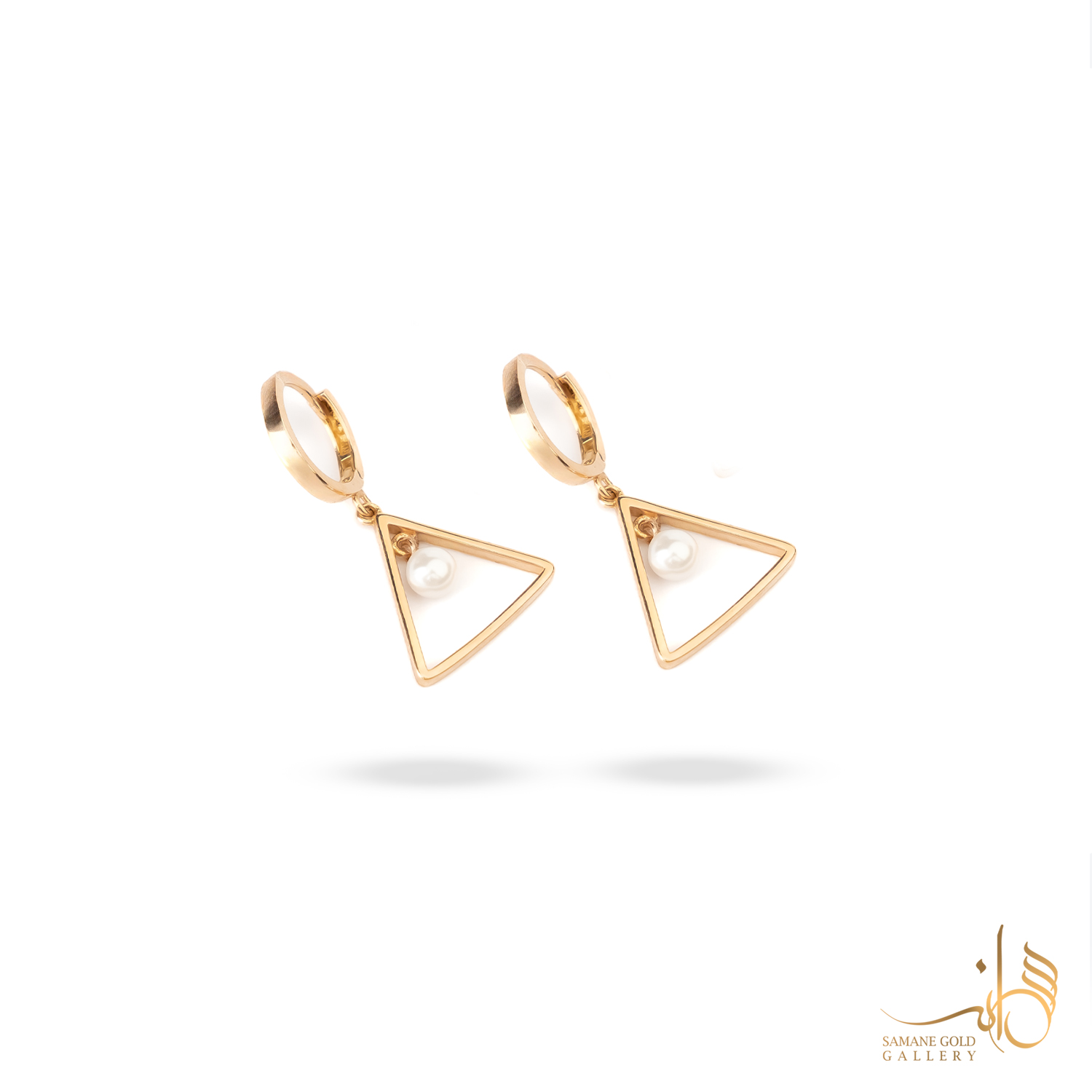 گوشواره طلا روکو مثلث و مروارید