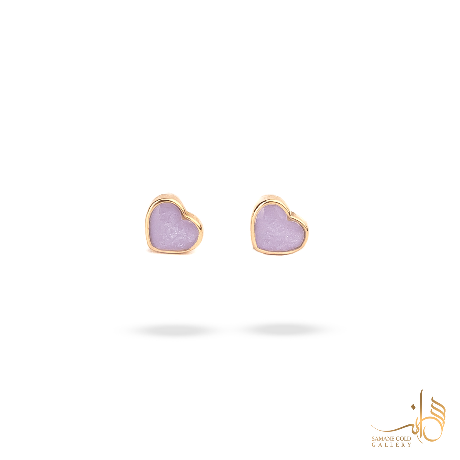 گوشواره طلا میخی قلب ریز مینا یاسی