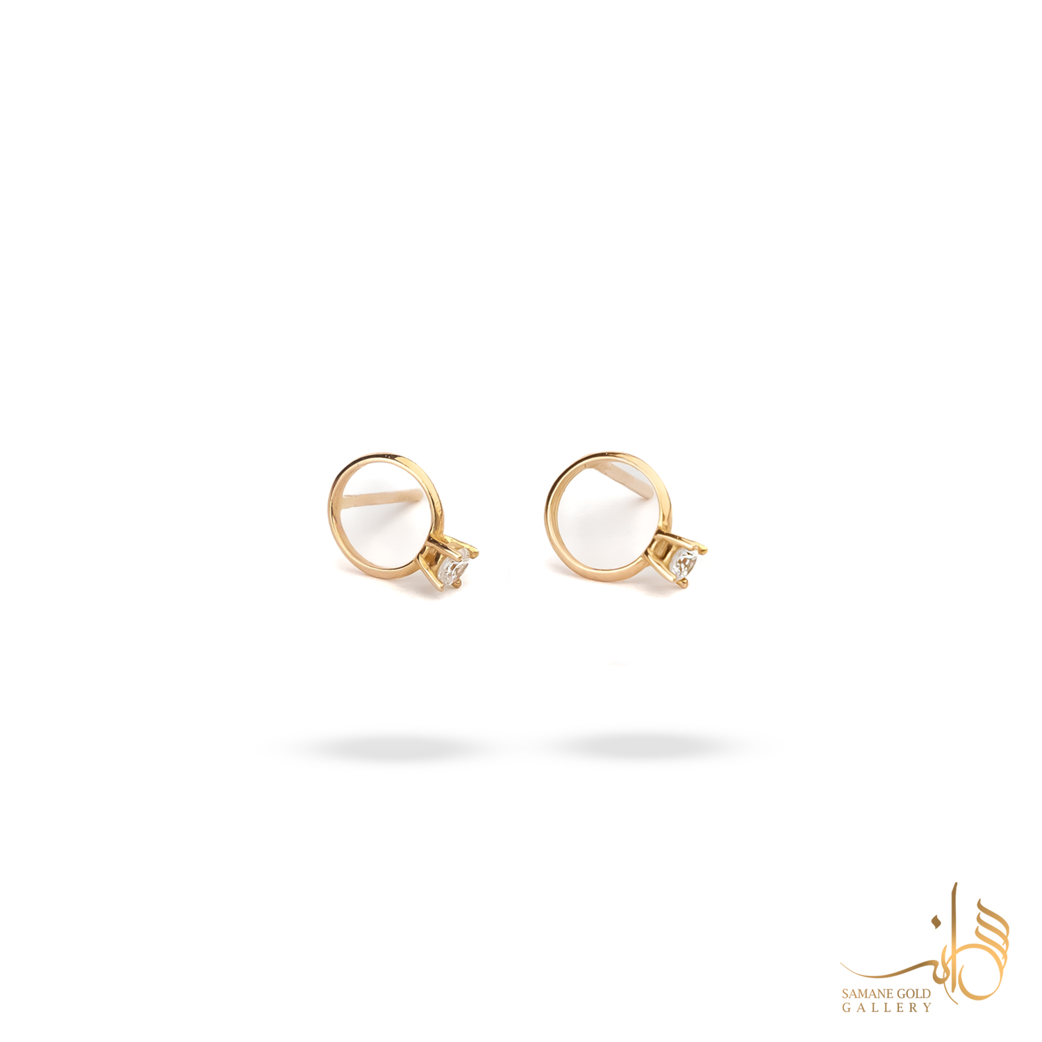 گوشواره طلا میخی حلقه سولیتر