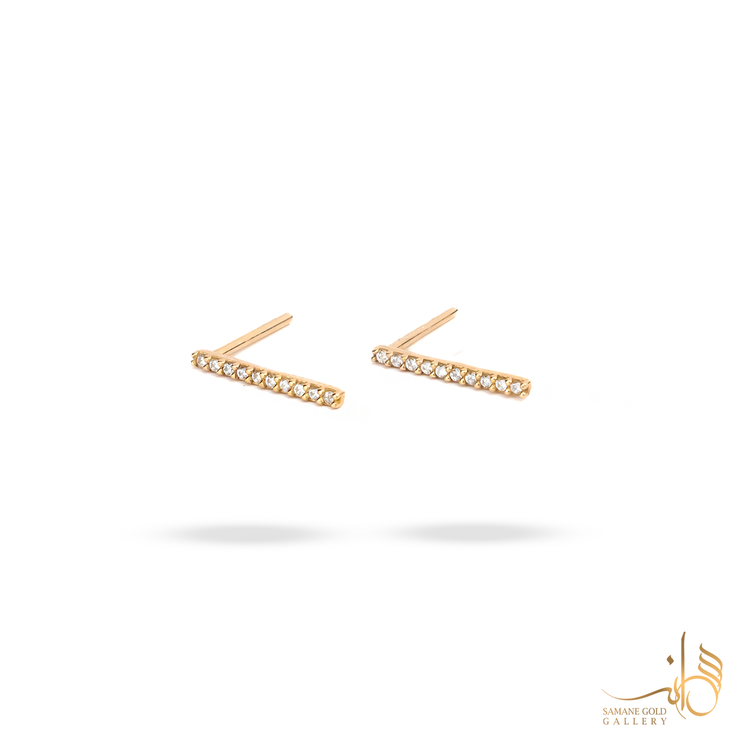 گوشواره طلا میخی خط نگین‌دار