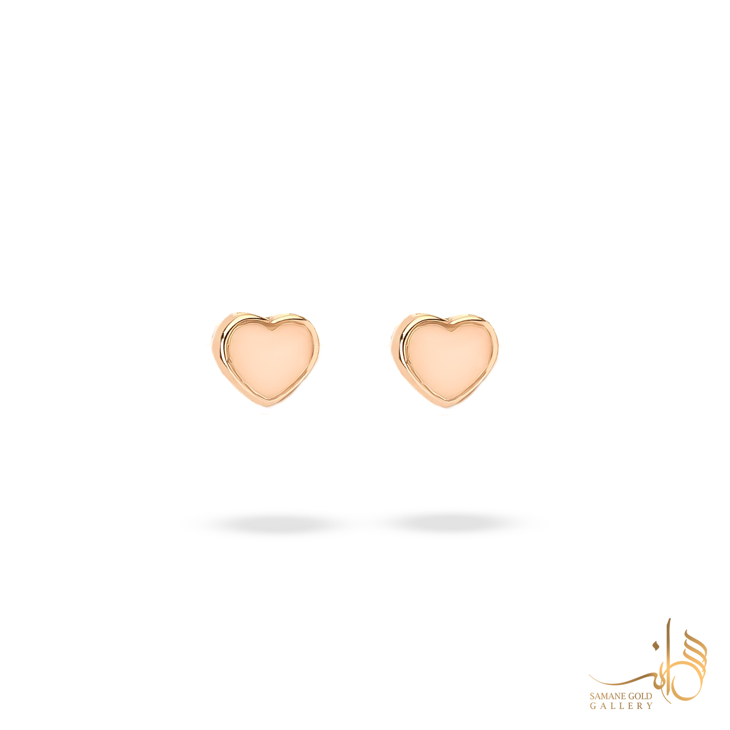 گوشواره طلا میخی قلب‌ریز مینا گلبهی