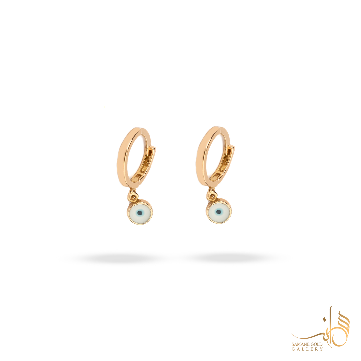 گوشواره طلا روکو چشم‌نظر سفید