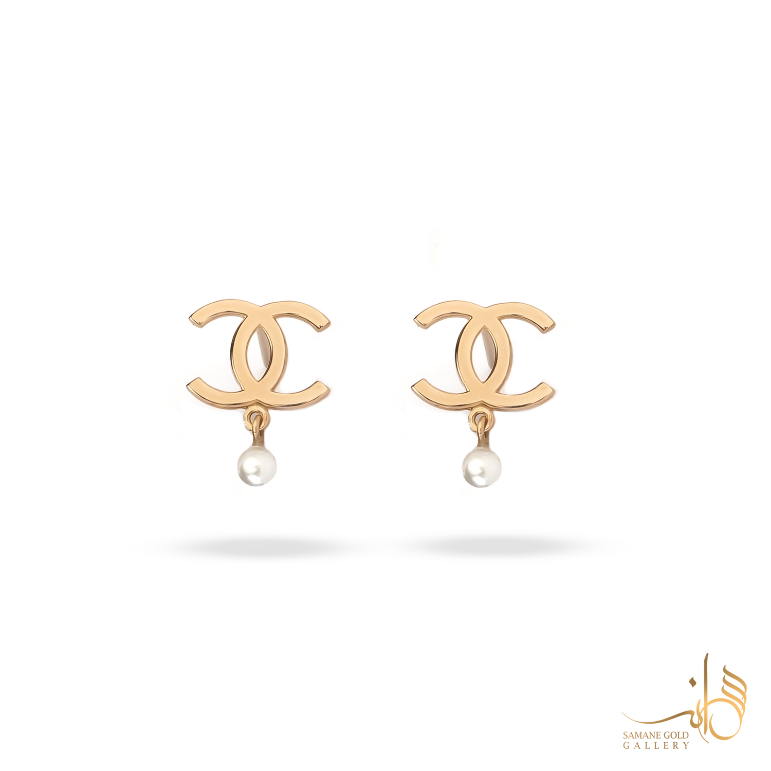 گوشواره طلا میخی شنل و مروارید