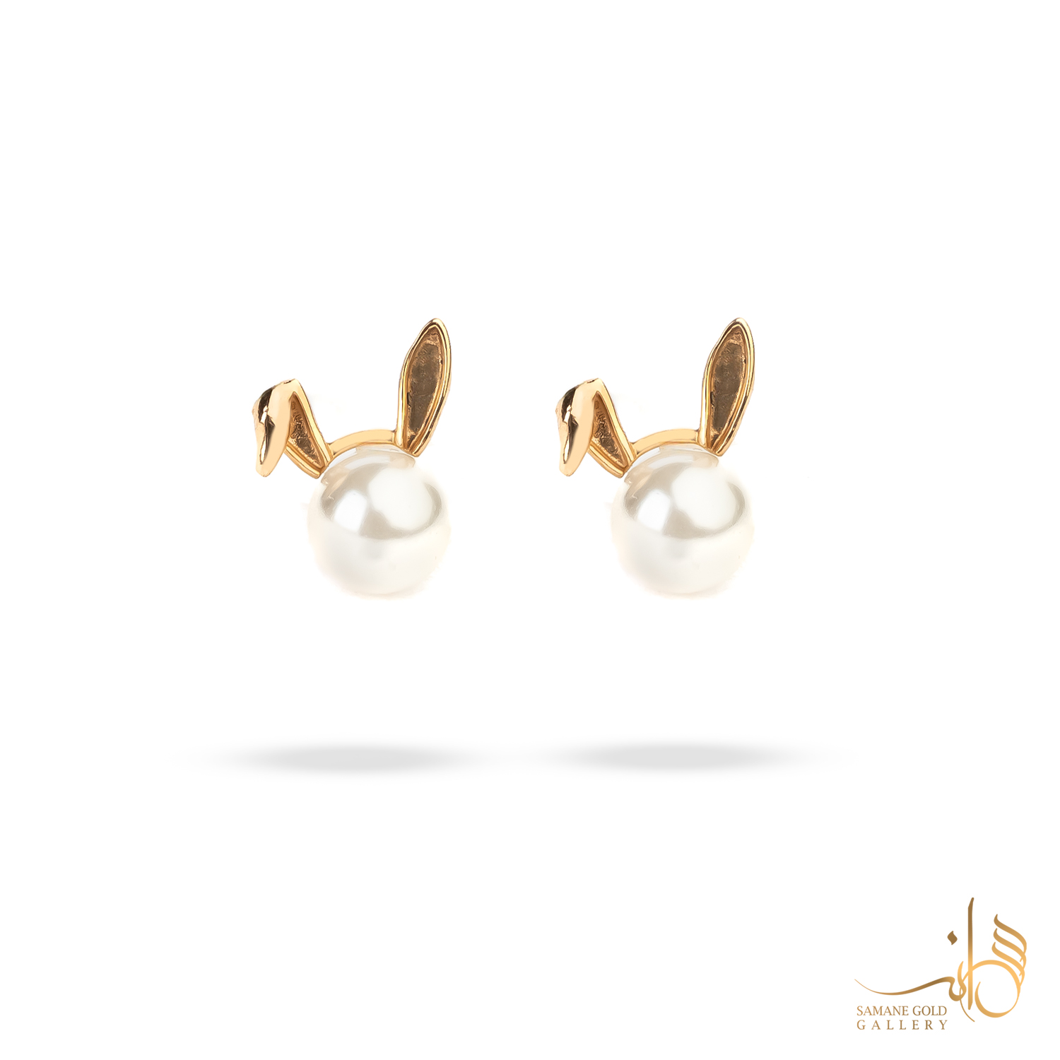 گوشواره طلا میخی مروارید خرگوشی