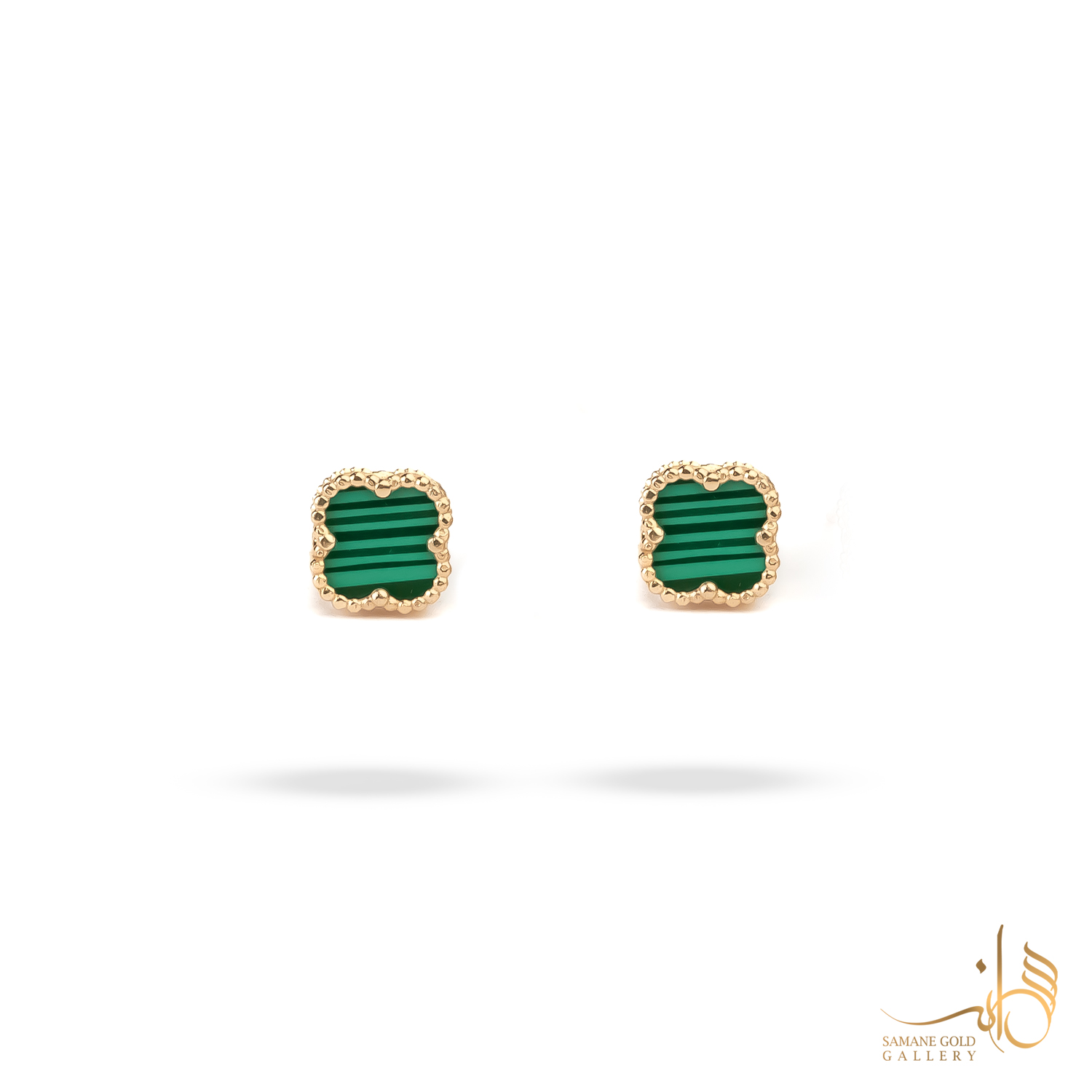 گوشواره طلا میخی ونکلیف سبز کوچک