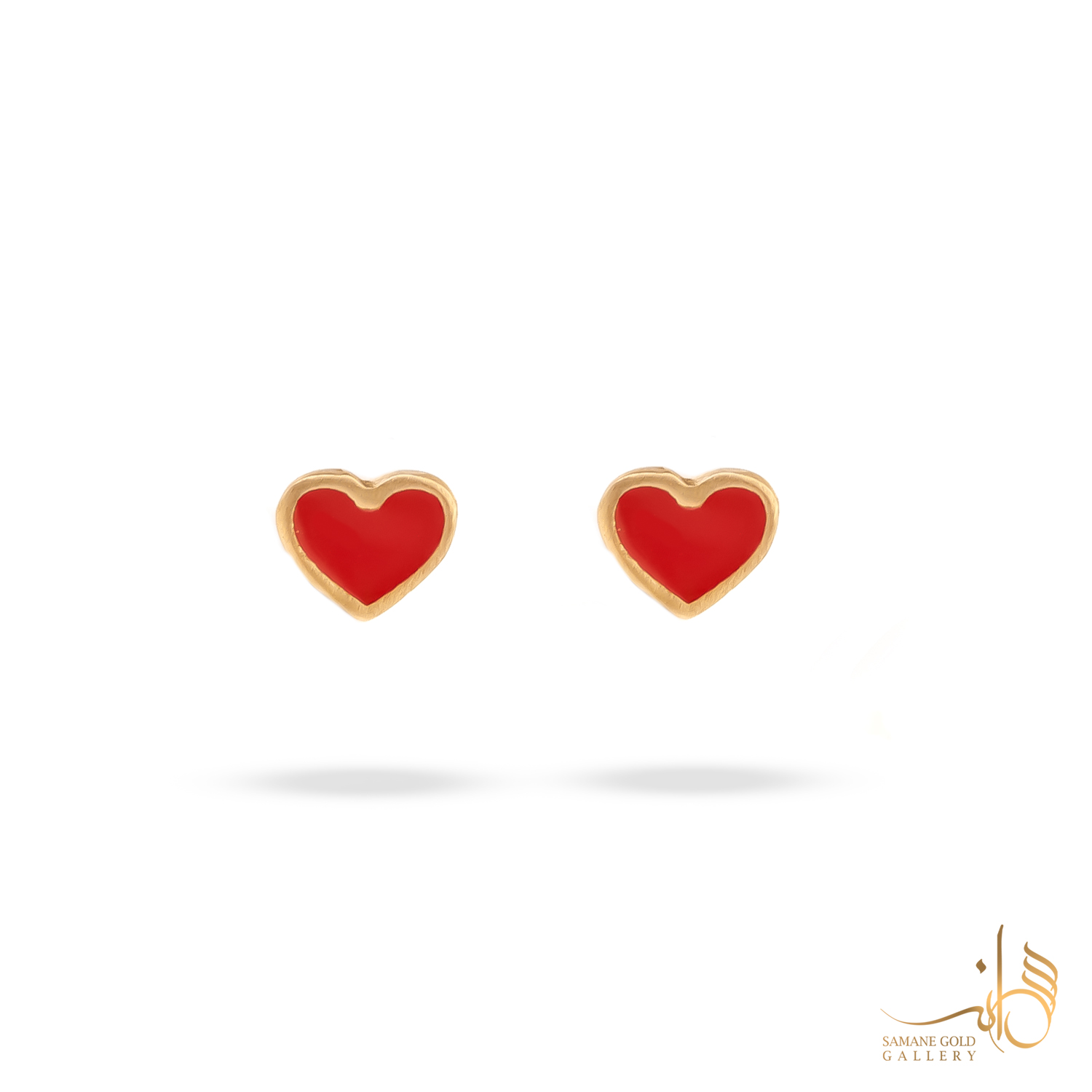 گوشواره طلا میخی قلب مینا قرمز کوچک