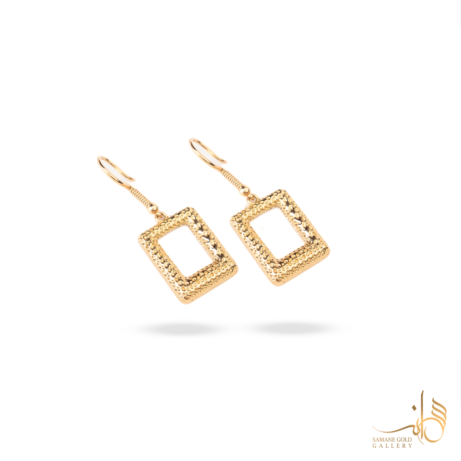 گوشواره طلا عصایی مستطیل چکش‌خورده