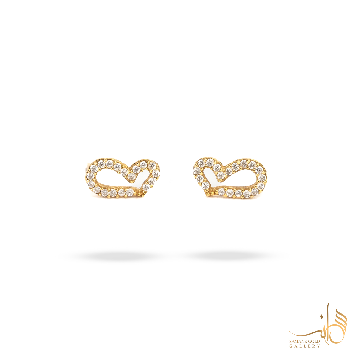 گوشواره طلا قلب نگین‌دار فانتزی