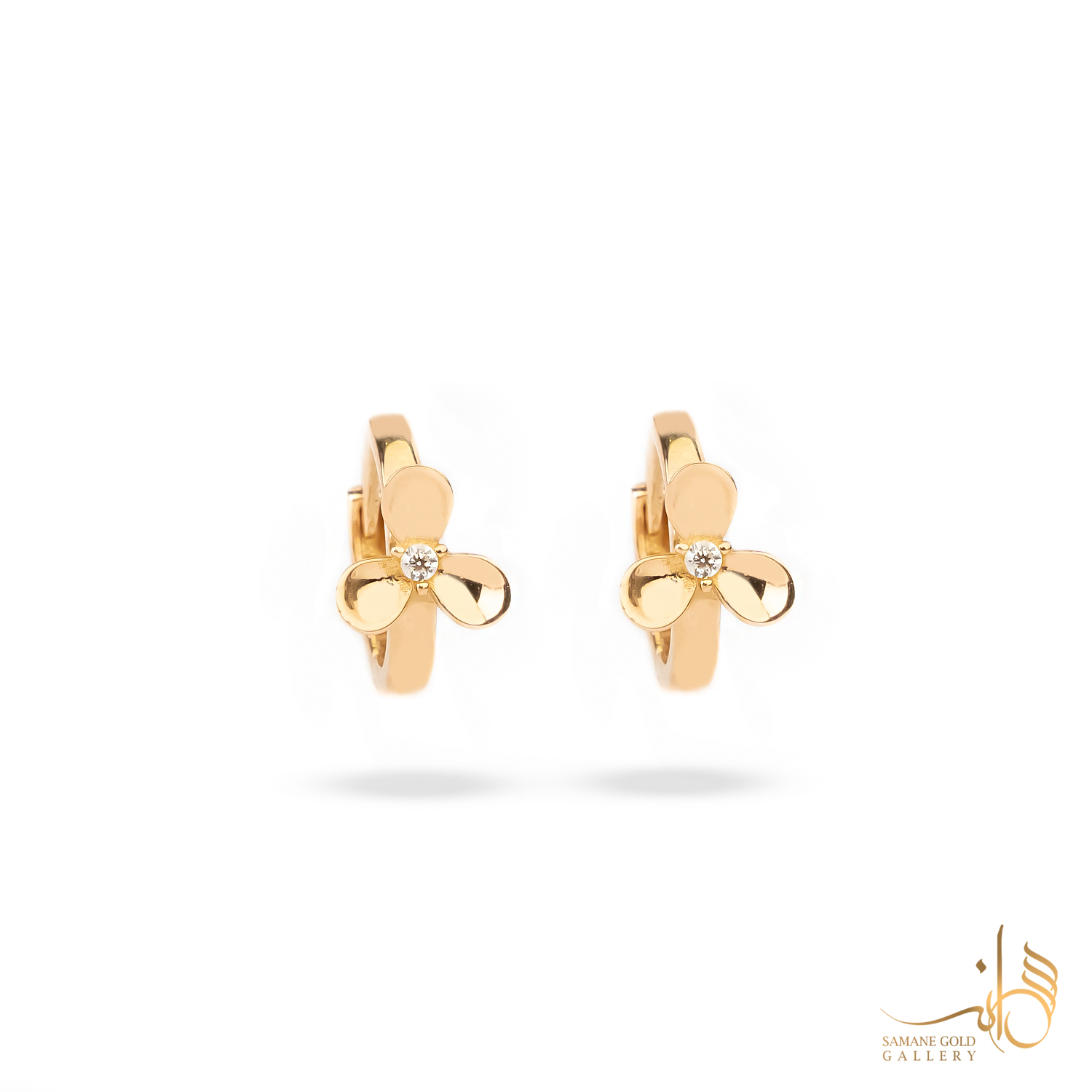 گوشواره طلا روکو گل سه‌پر