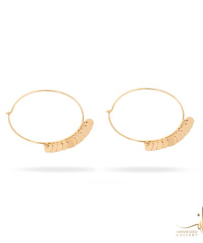 گوشواره طلا حلقه‌ای مفتولی پولکی