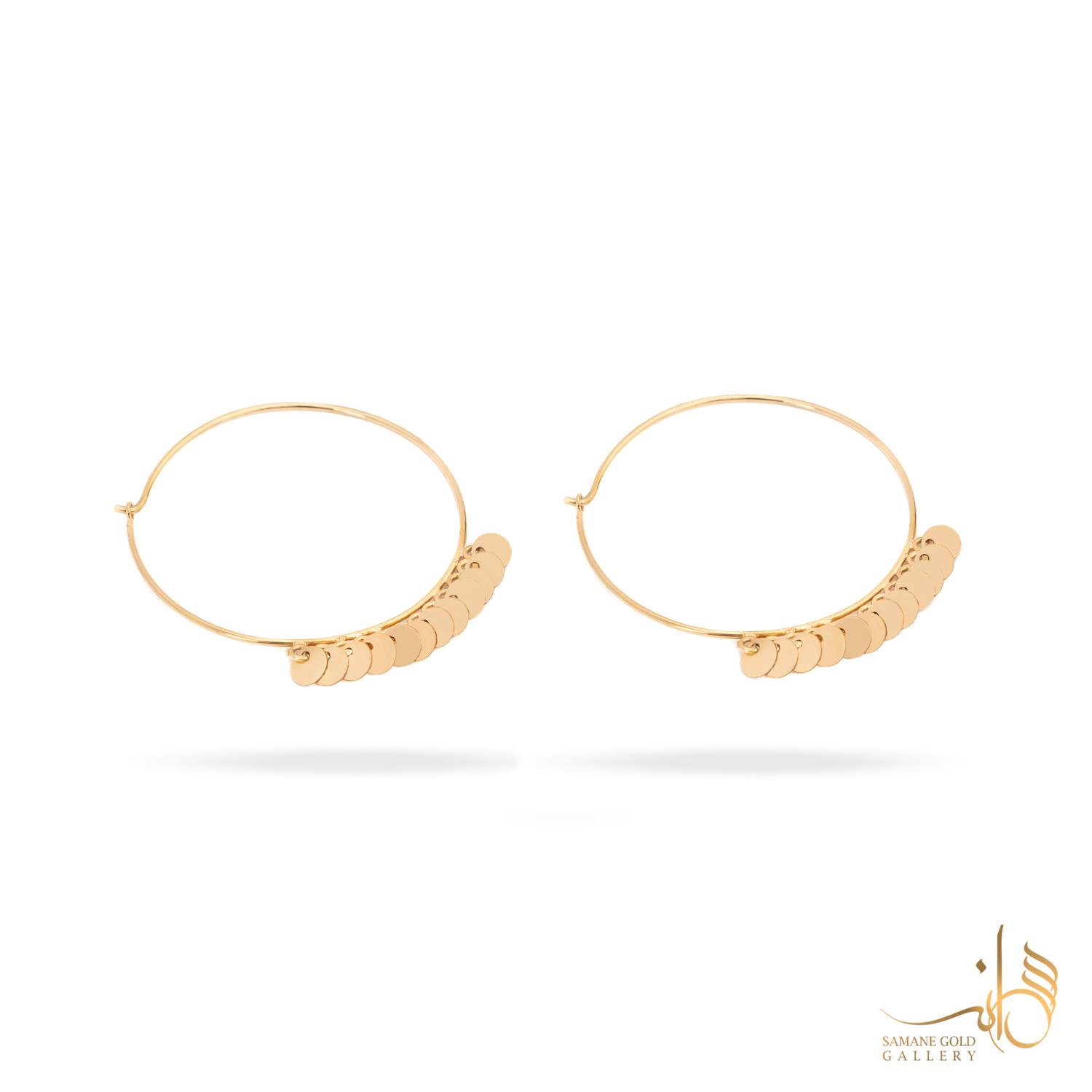 گوشواره طلا حلقه‌ای مفتولی پولکی