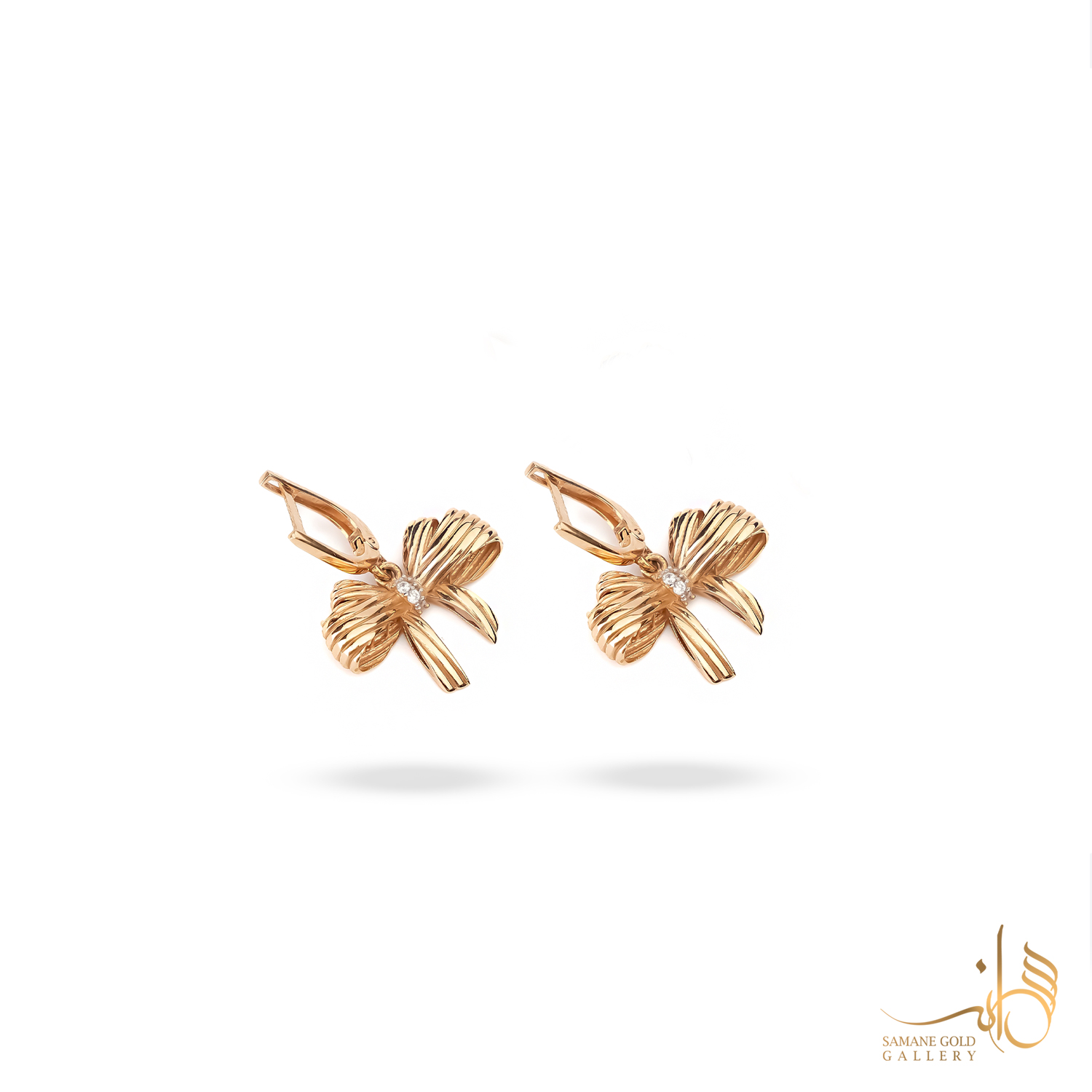 گوشواره طلا روکو پاپیون شیاردار