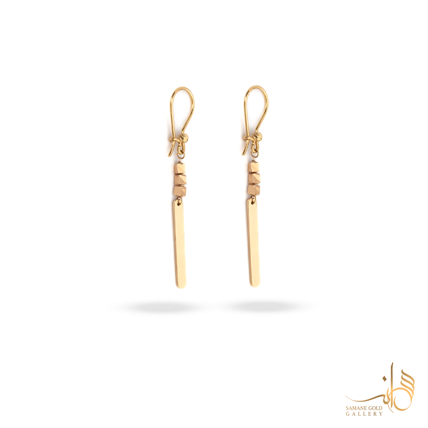 گوشواره طلا عصایی خط و مکعب