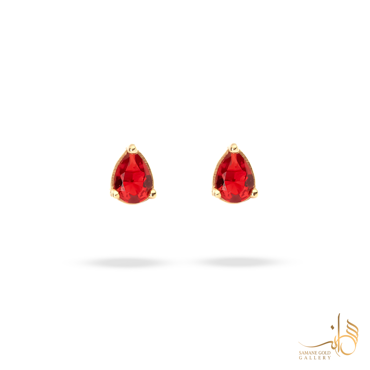 گوشواره طلا میخی اشک قرمز