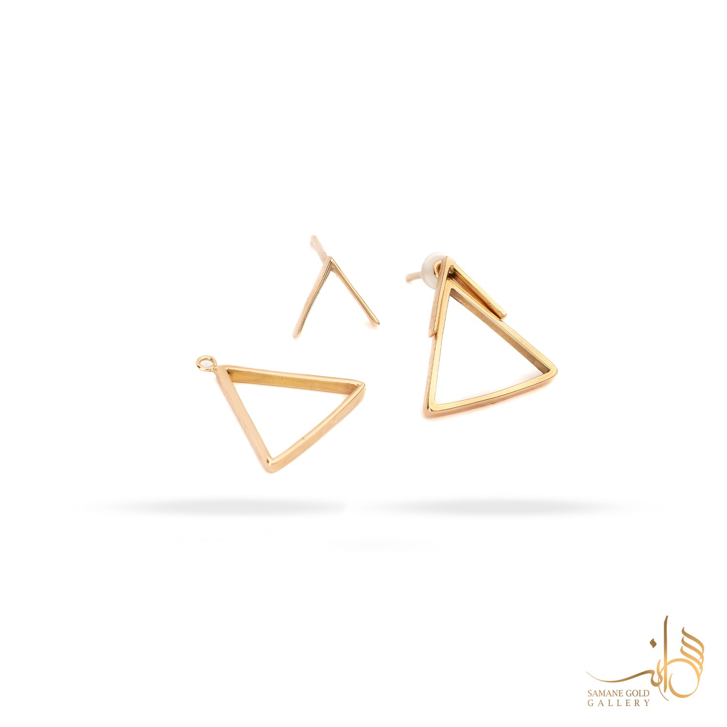 گوشواره طلا میخی زیرو رو مثلث و v