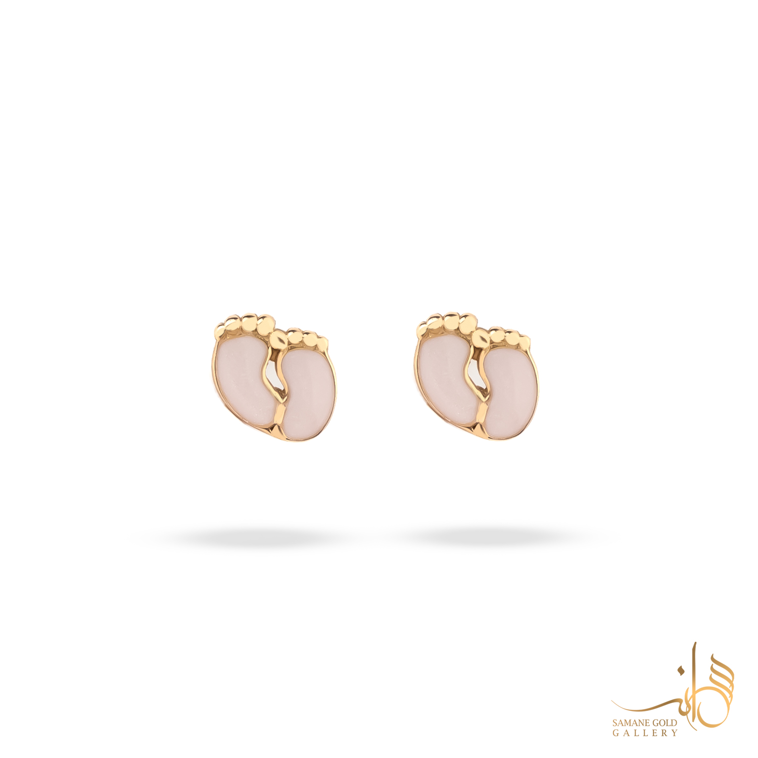 گوشواره طلا میخی ردپای مینا صورتی