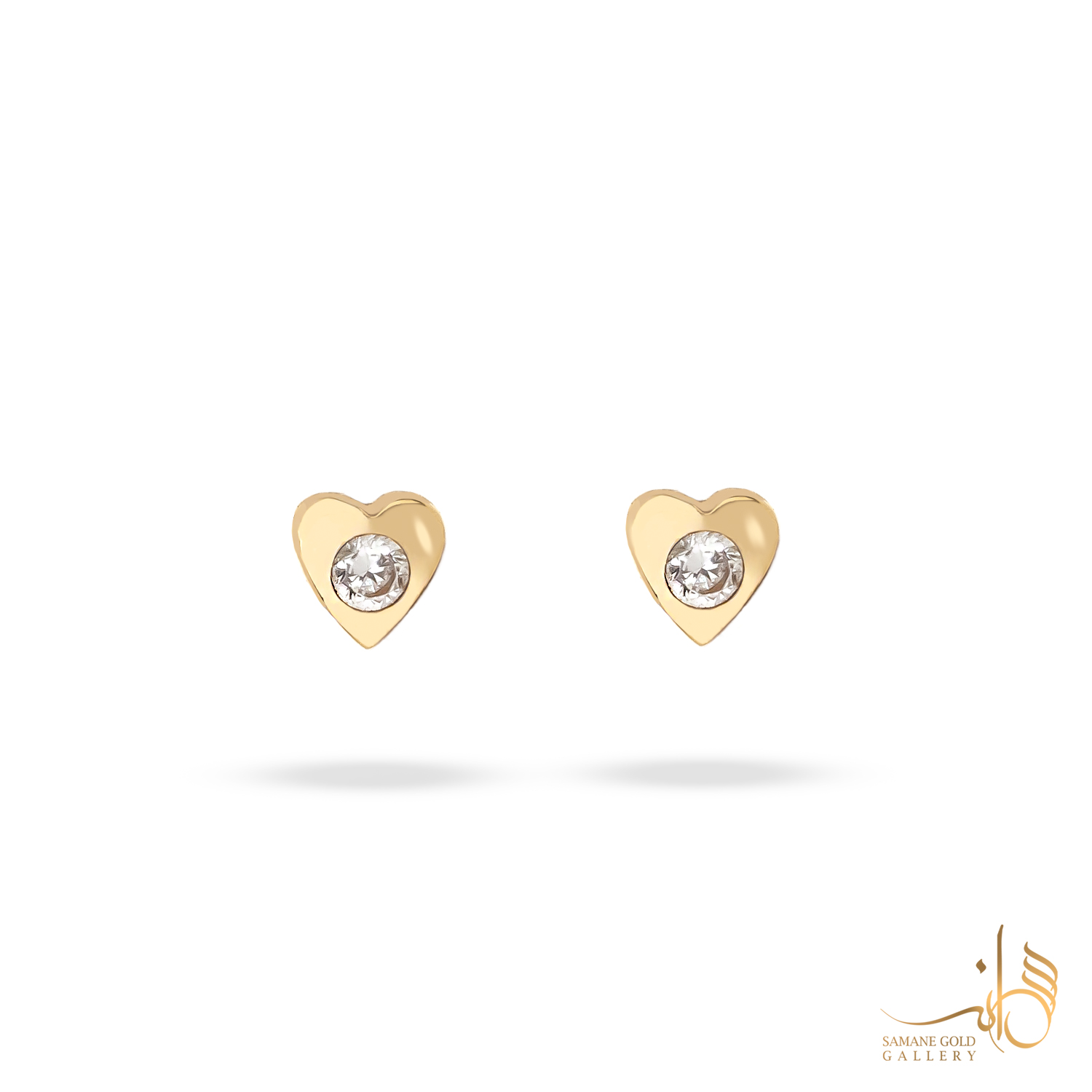 گوشواره طلا میخی قلب تک‌نگین مینیمال