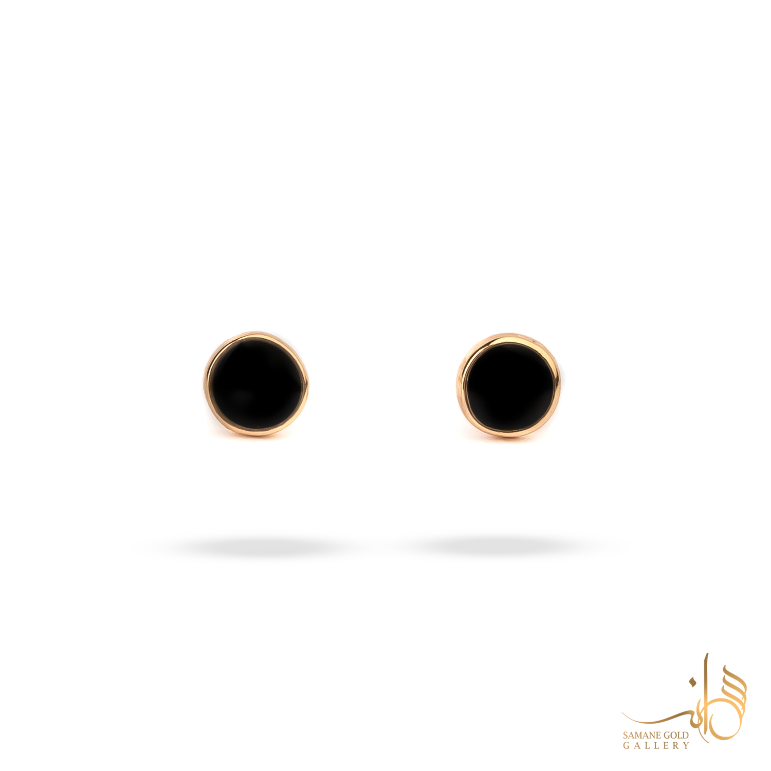 گوشواره طلا میخی دایره مینا مشکی