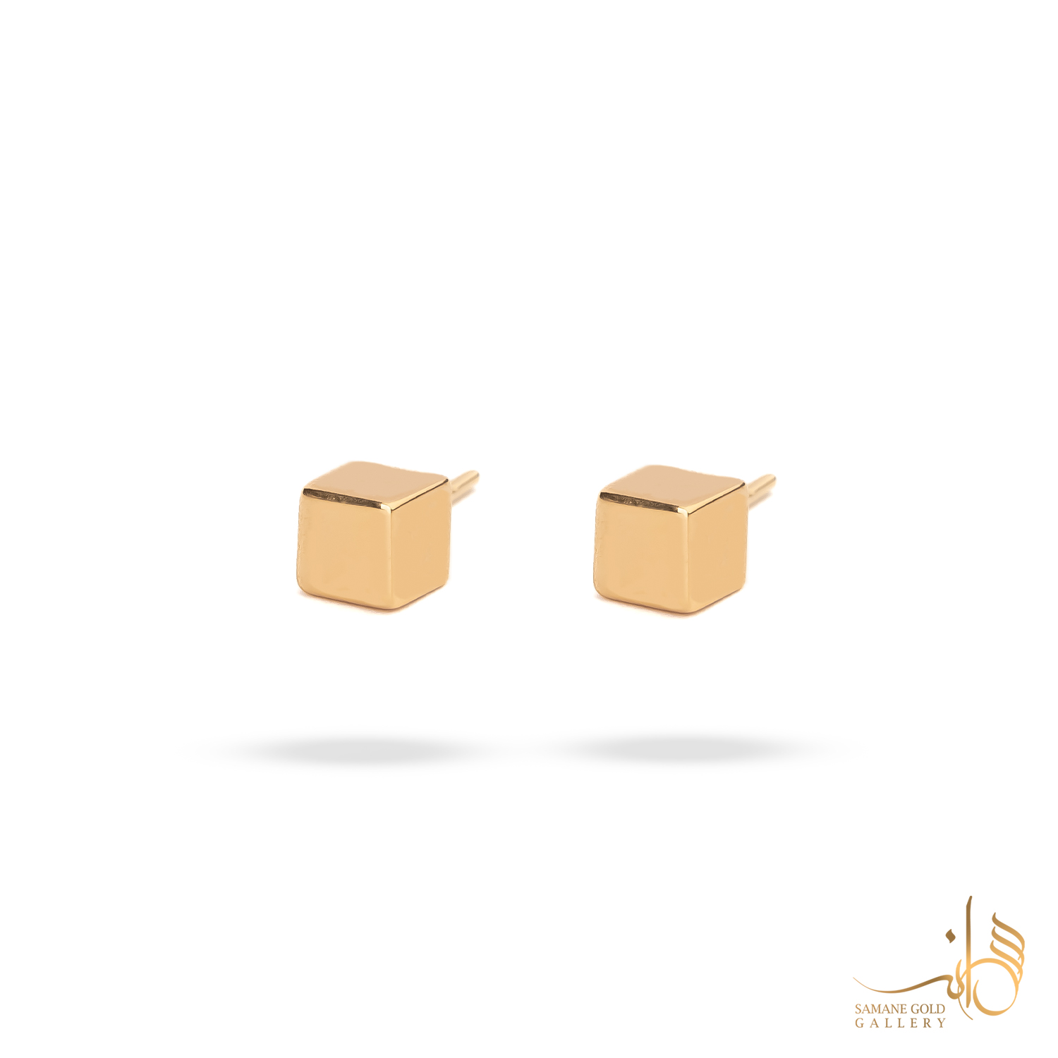 گوشواره طلا میخی مکعب آینه‌ای