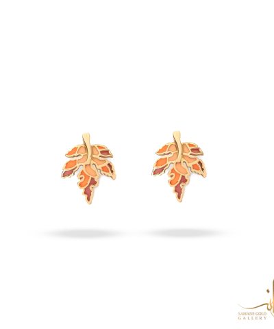 گوشواره طلا میخی برگ پاییزی افرا