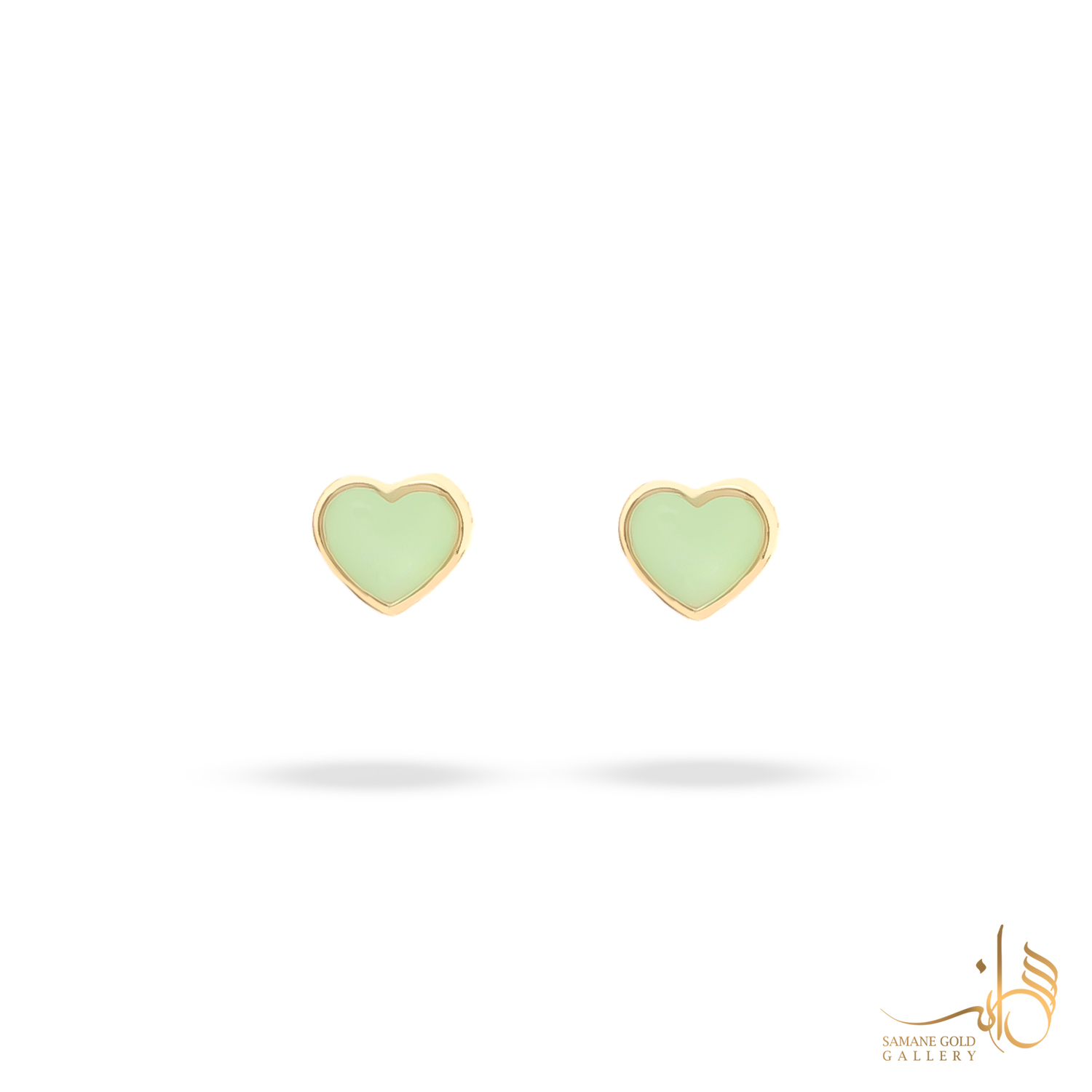 گوشواره طلا میخی قلب ریز مینا سبز