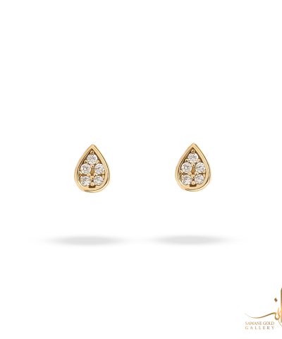 گوشواره طلا میخی اشک نگین‌دار ریز