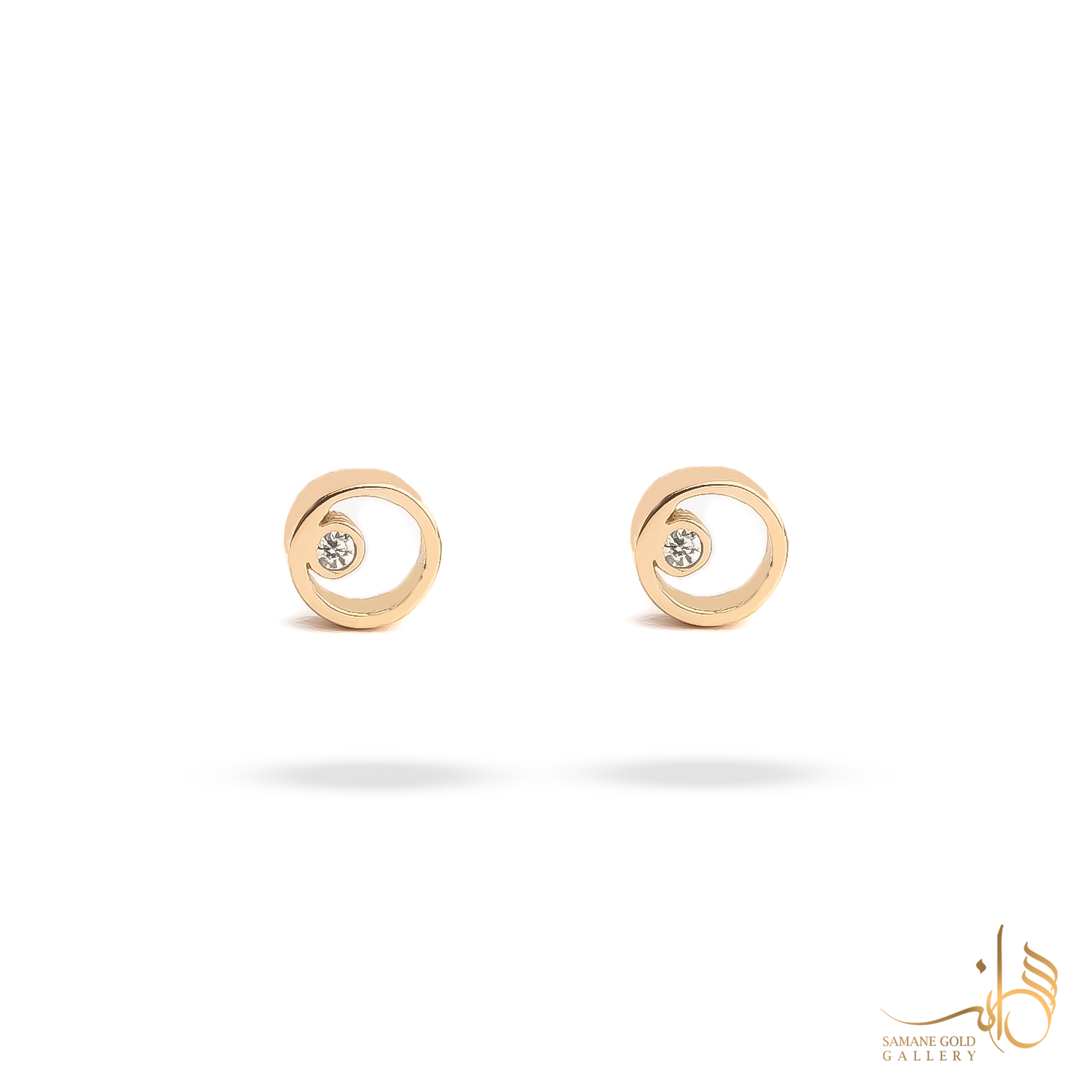 گوشواره طلا میخی دایره تک نگین مینیمال