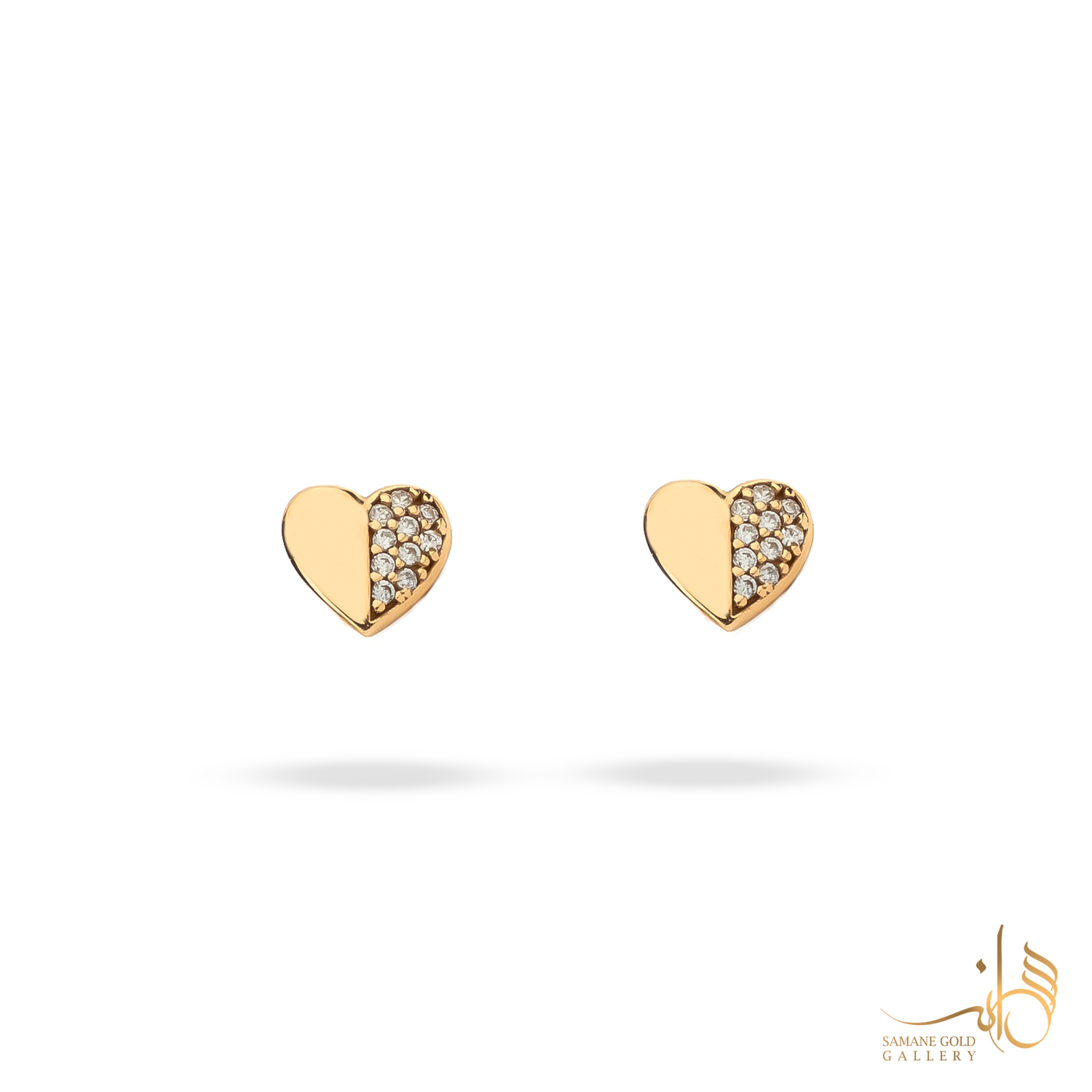 گوشواره طلا میخی قلب نیم نگین