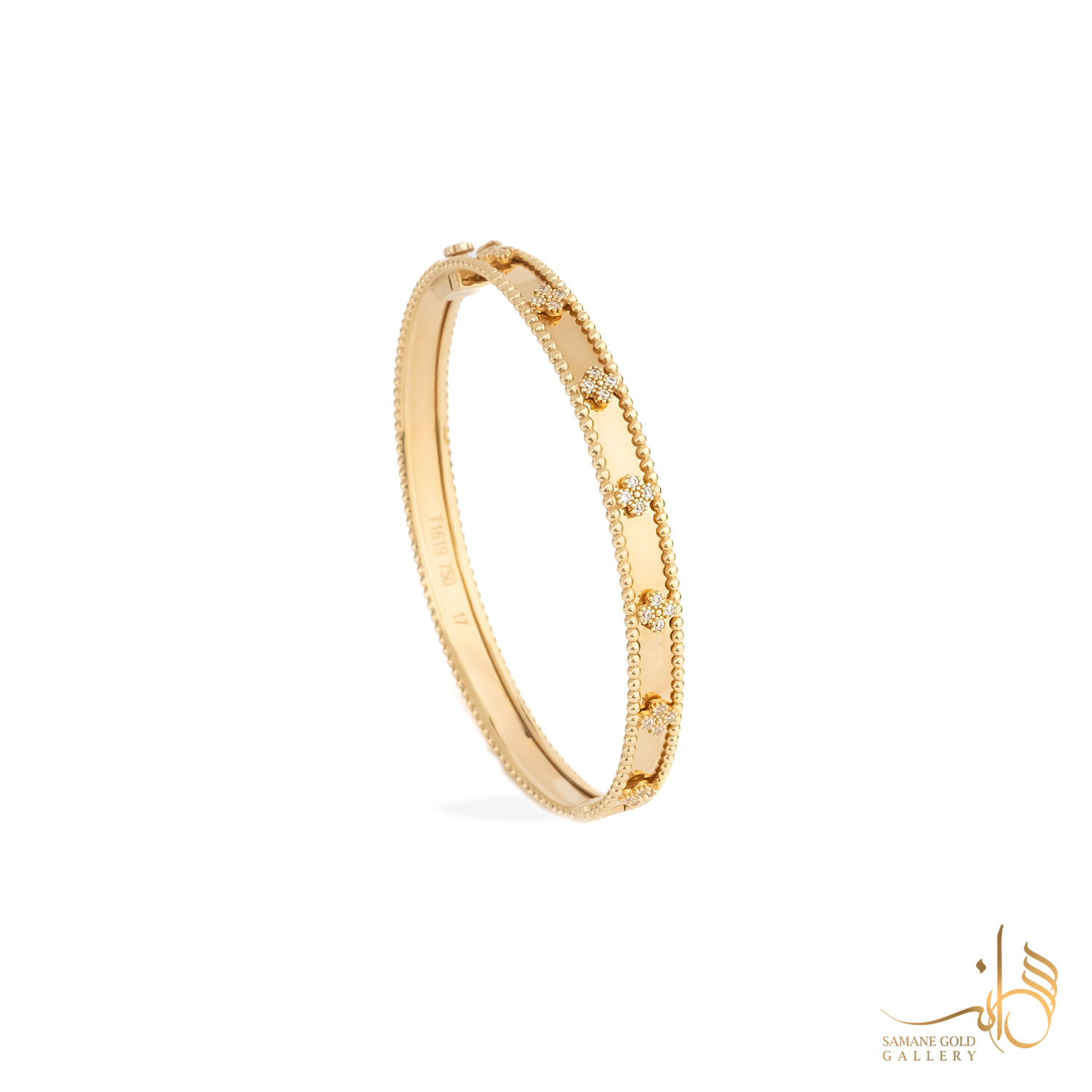 بنگل طلا ونکلیف نگین‌دار