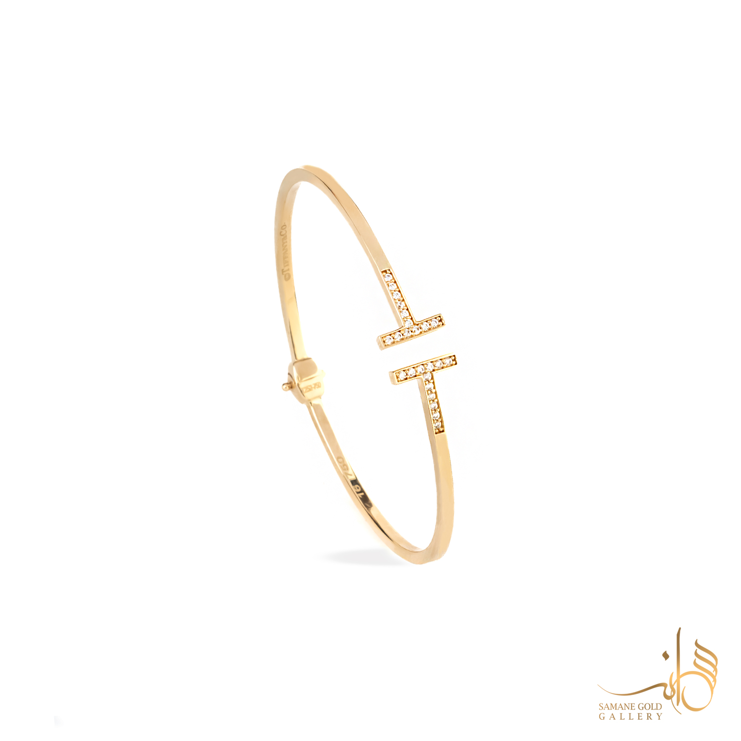 بنگل طلا تیفانی طلایی نگین‌دار