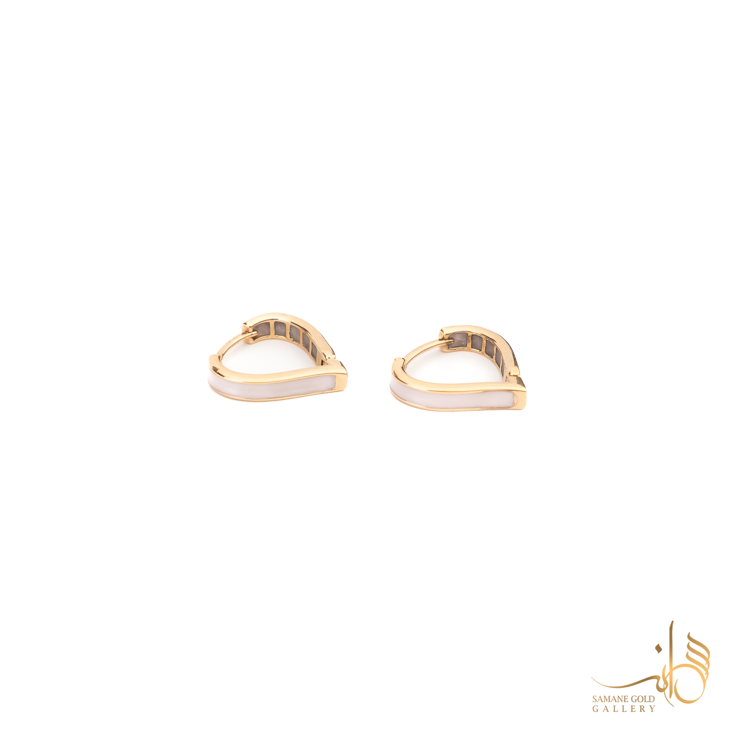 گوشواره طلا قلب میناکاری صورتی