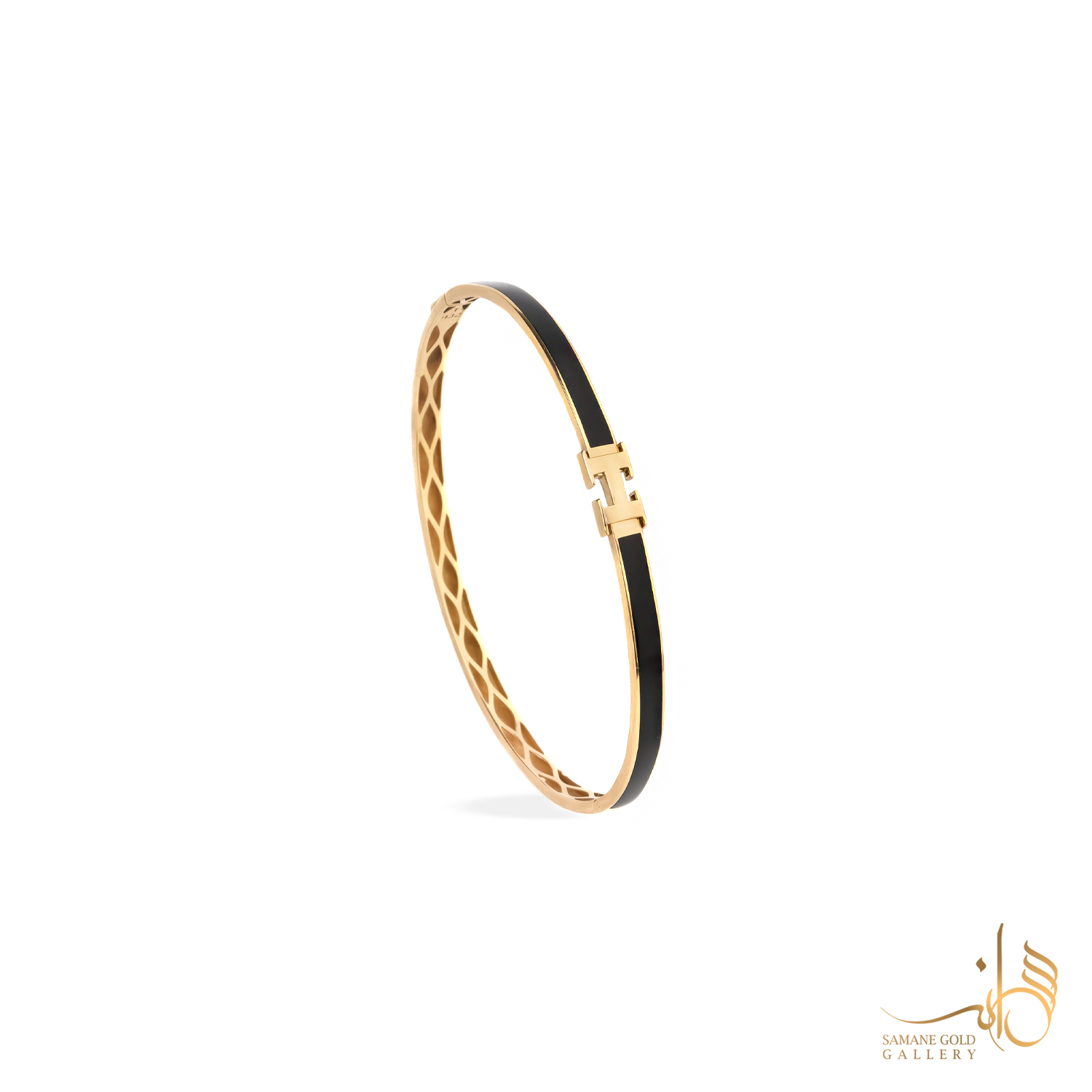 بنگل طلا هرمس مینا مشکی