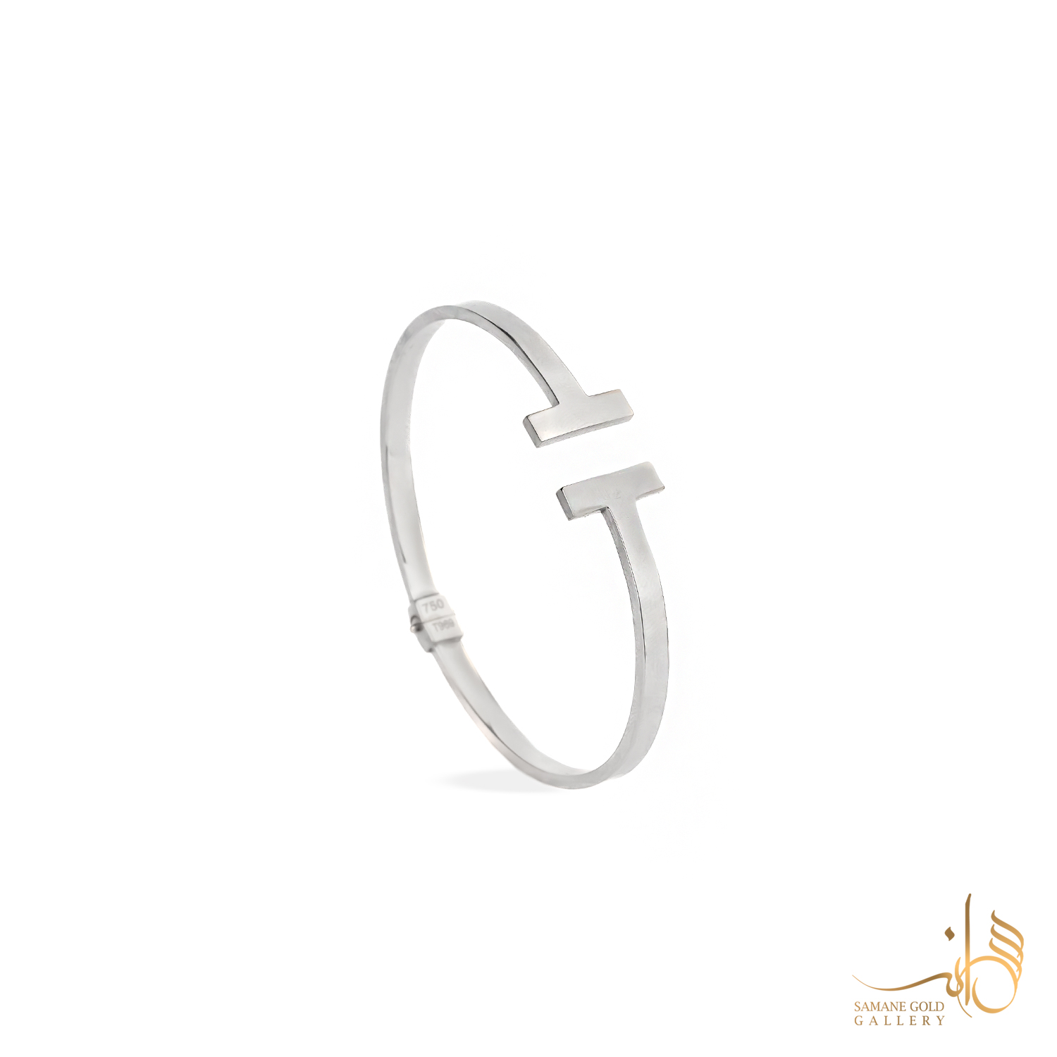 بنگل طلا سفید تیفانی پهن