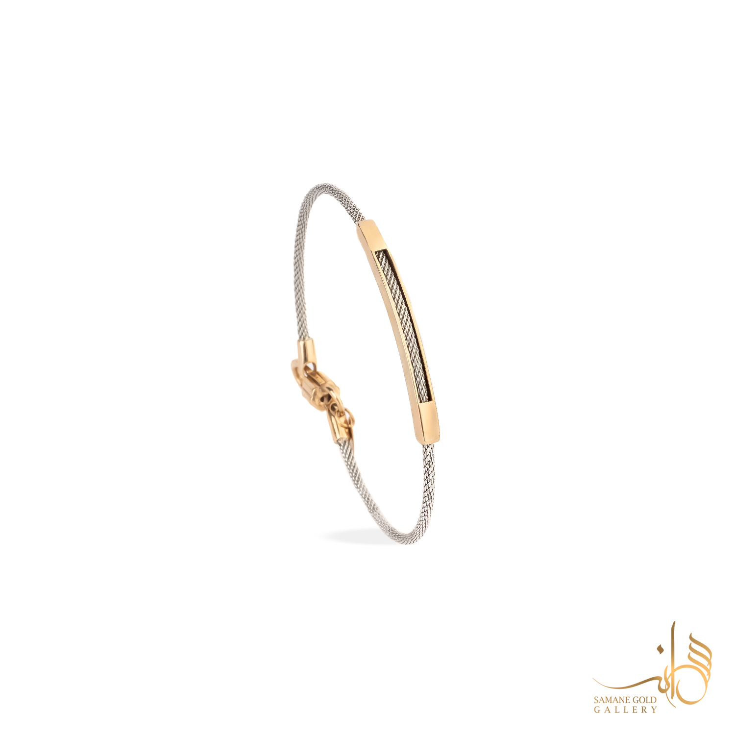 بنگل طلا سفید فرد قوس