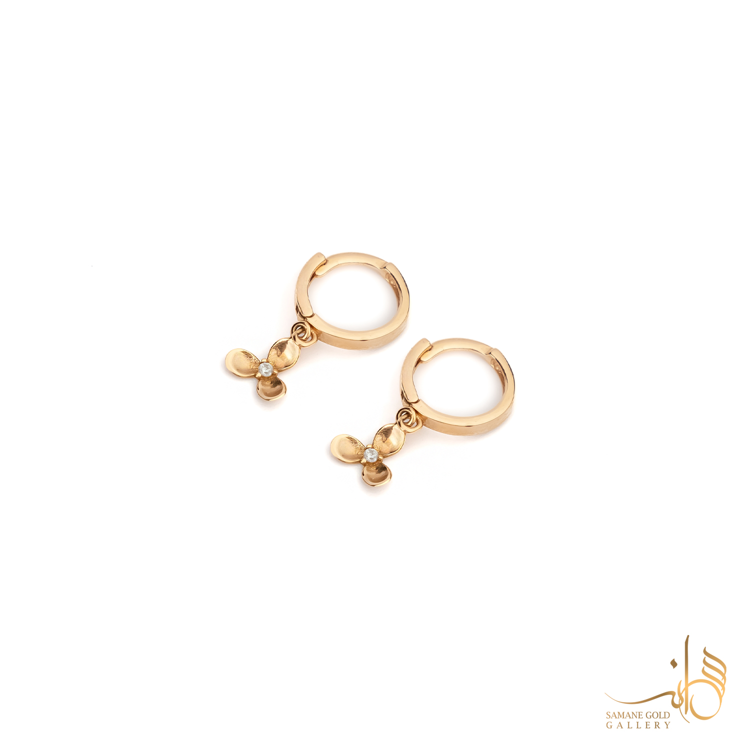 گوشواره طلا روکو گل سه پر