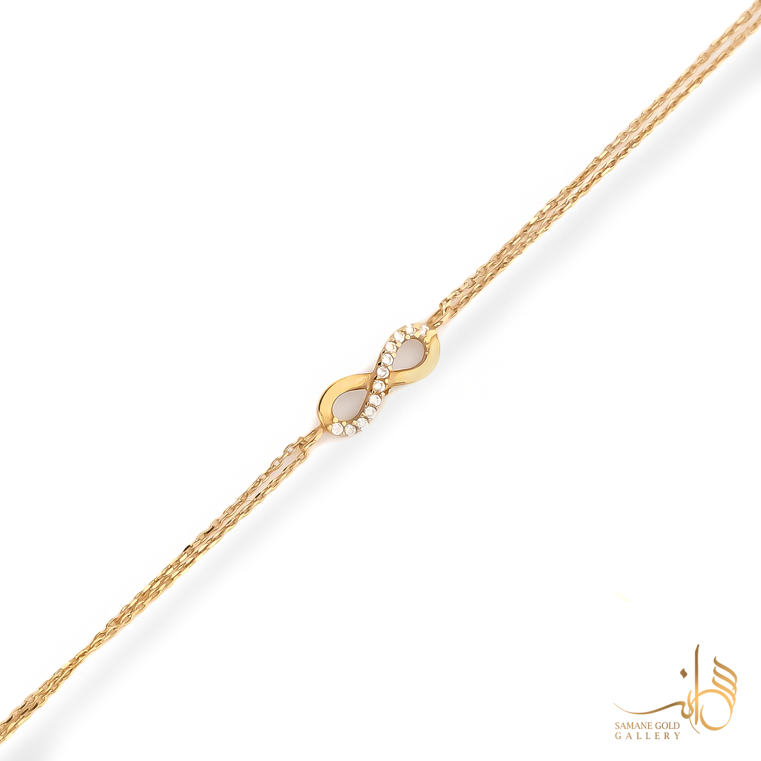 دستبند طلا بی‌نهایت نگین‌دار